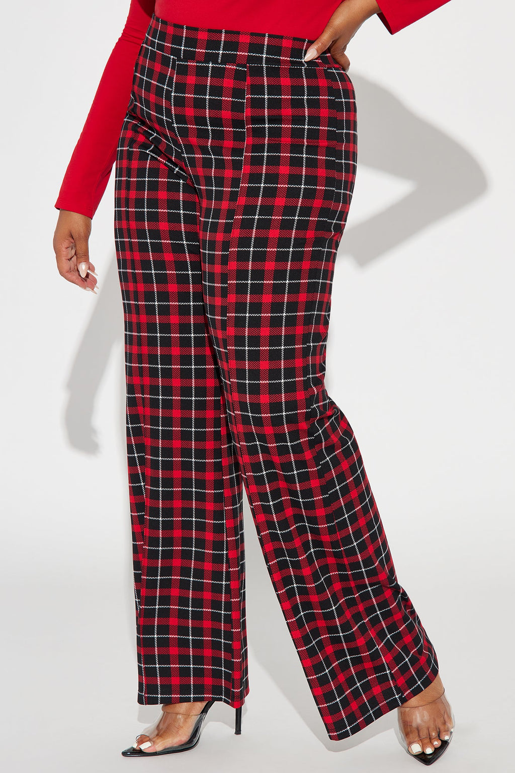 Victoria High Waisted Dress Pant - Red/Black