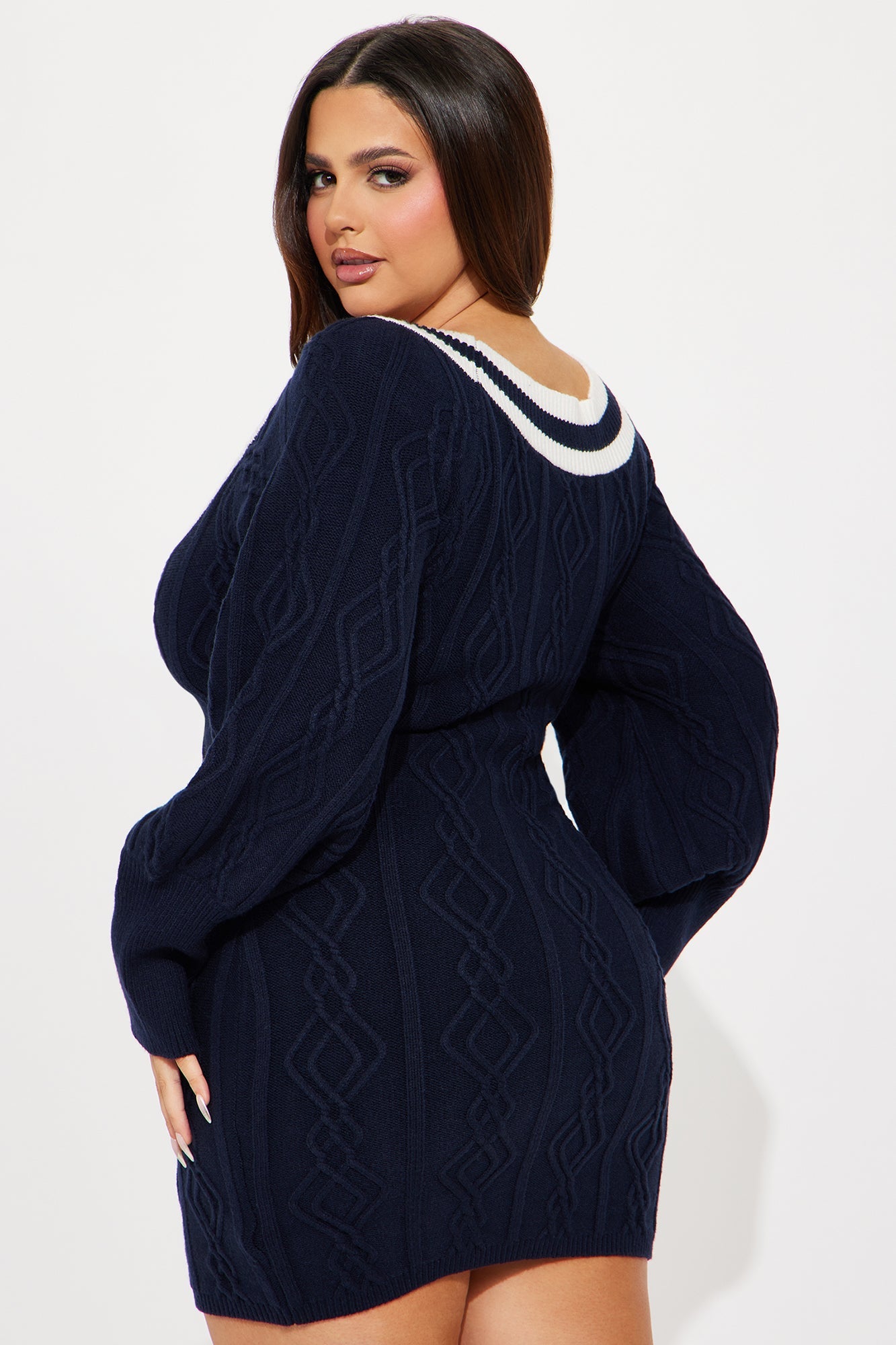 Varsity Girl Sweater Mini Dress - Navy/combo