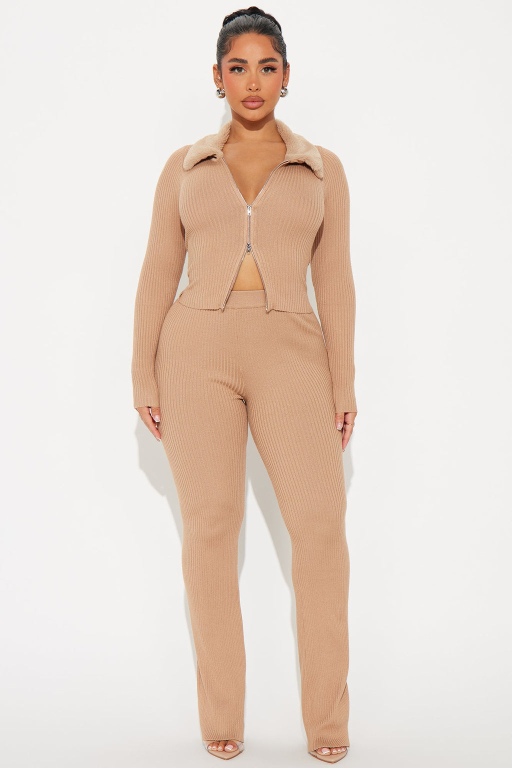 Cozy Up Ribbed Sweater Pant Set - Mocha