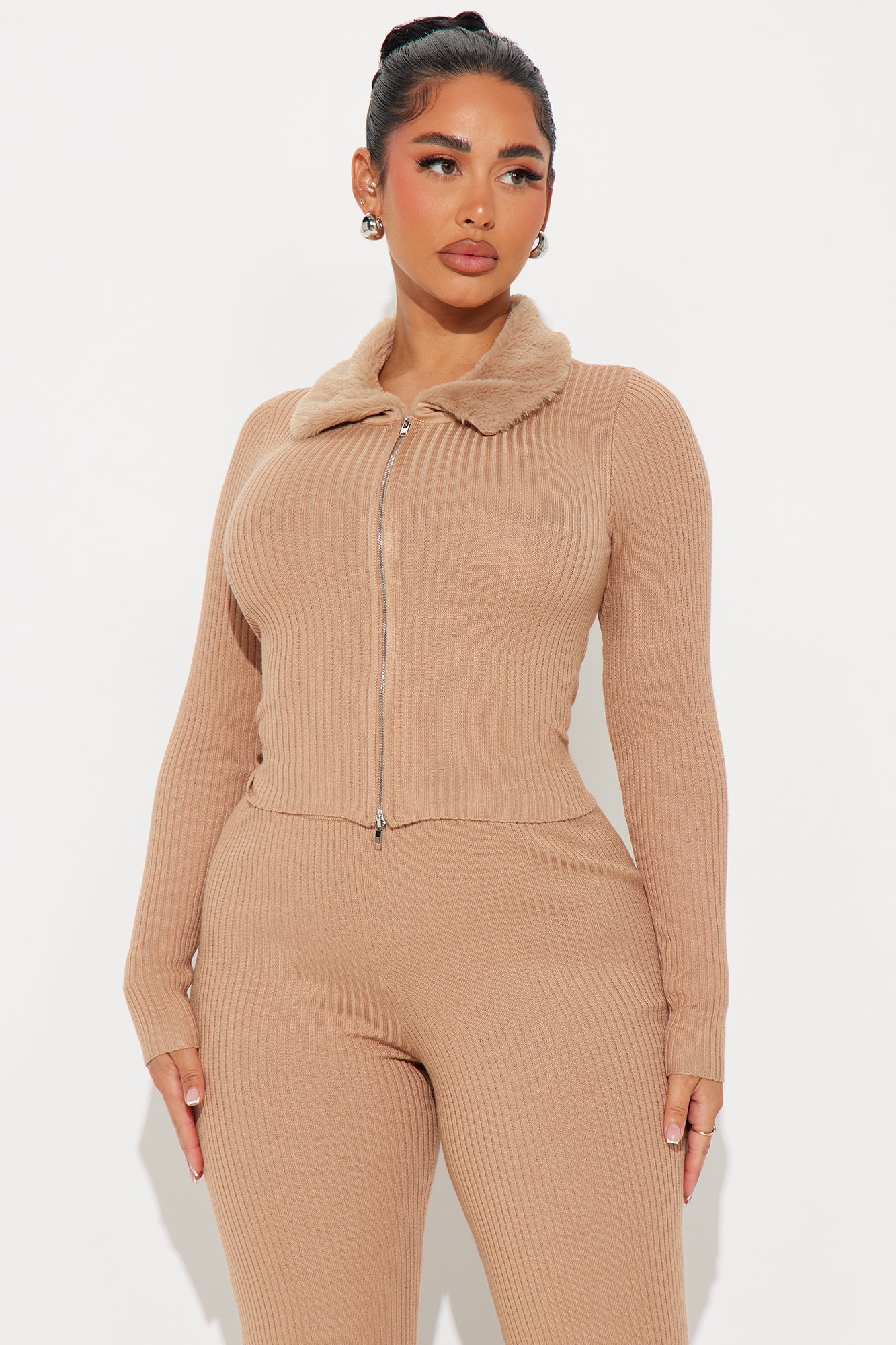 Cozy Up Ribbed Sweater Pant Set - Mocha