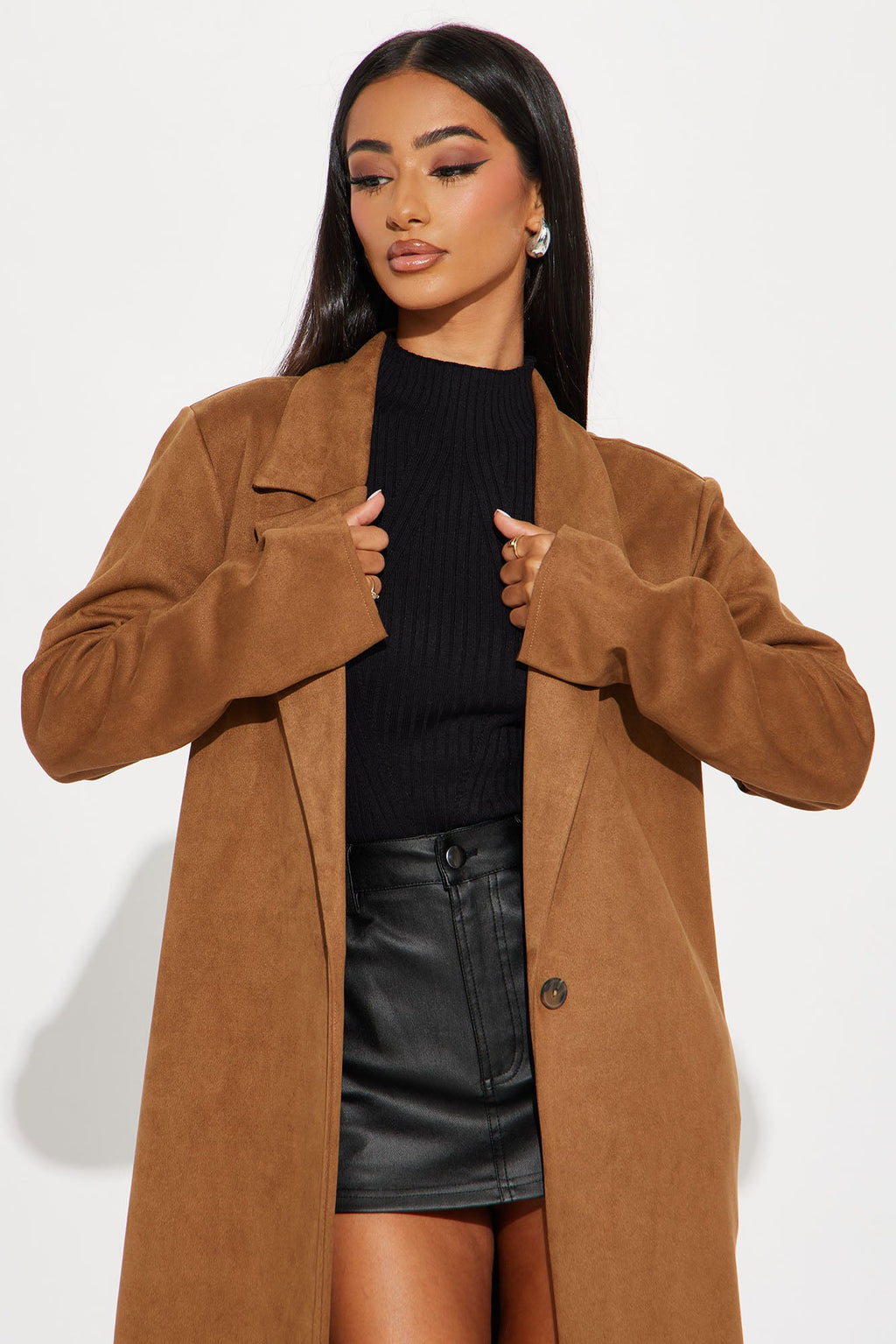 Taylor Faux Suede Trench - Camel