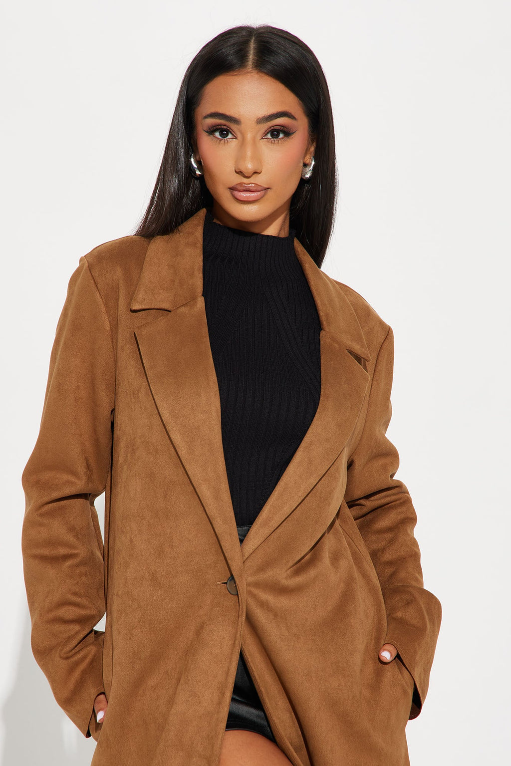 Taylor Faux Suede Trench - Camel