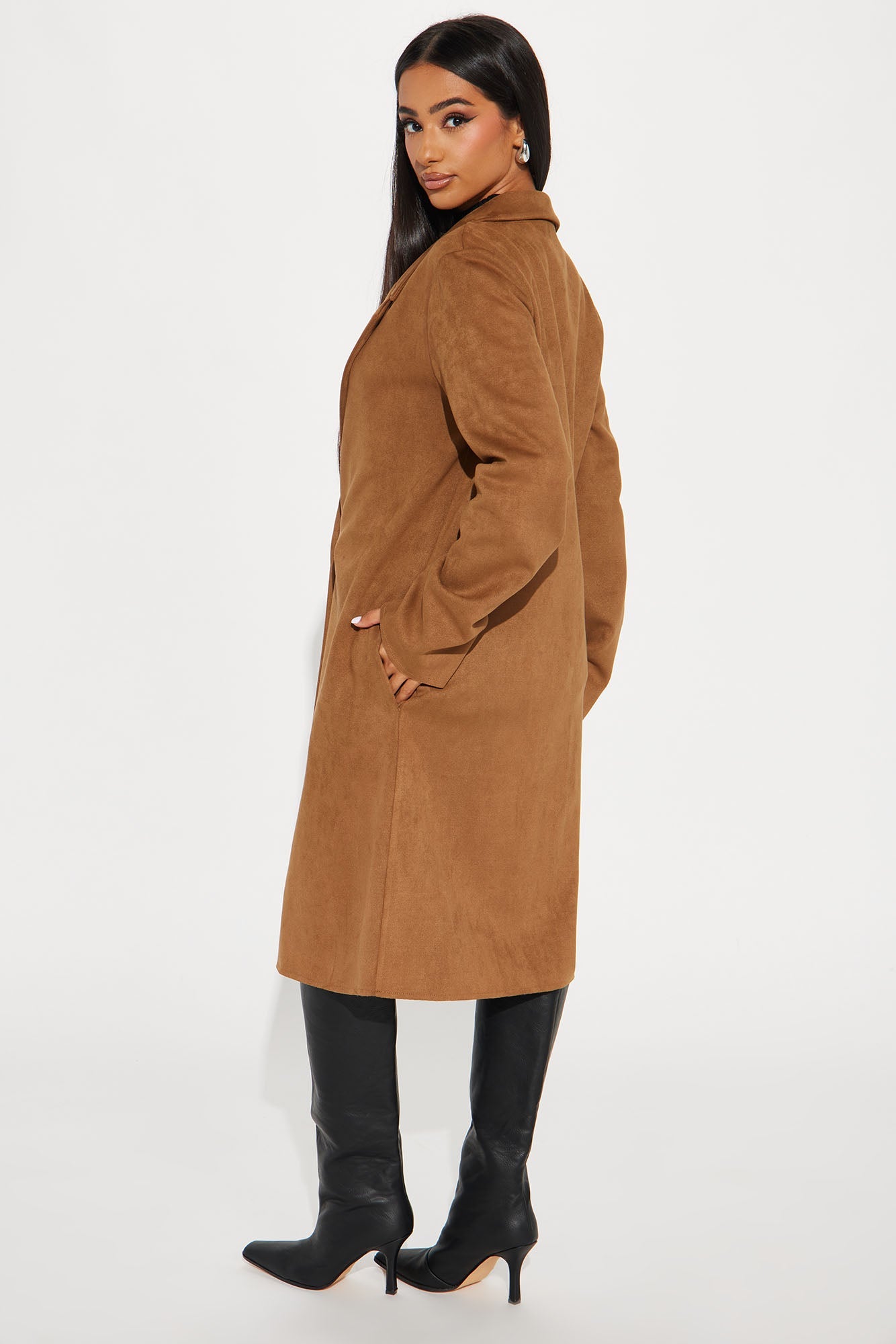 Taylor Faux Suede Trench - Camel