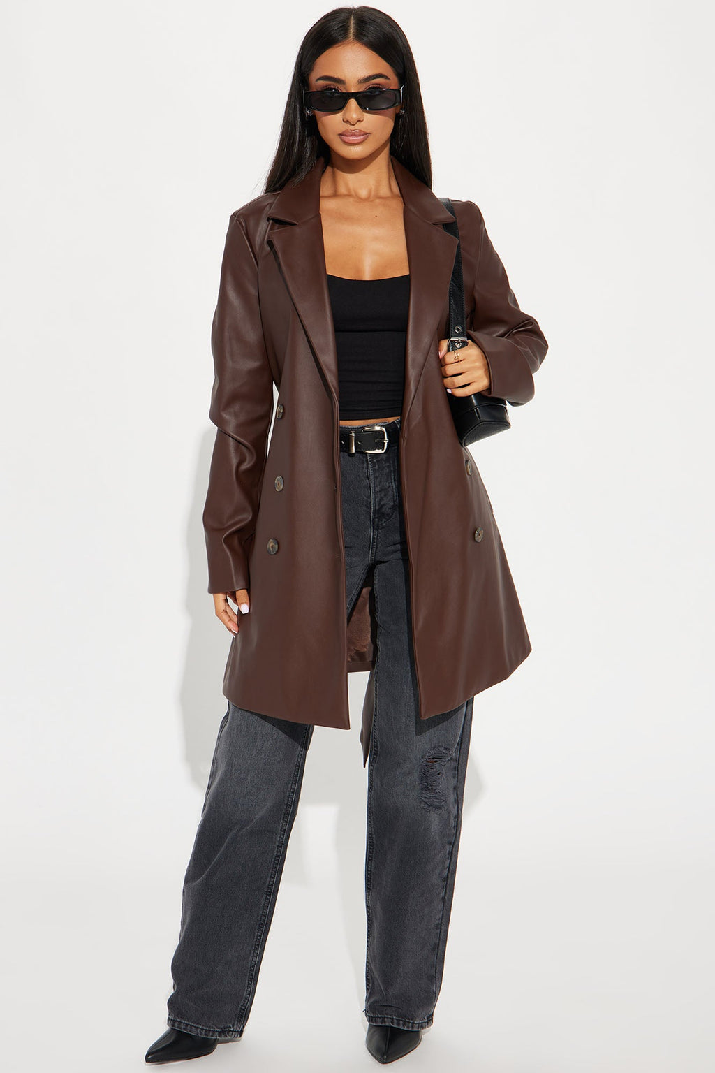 Cameron Faux Leather Coat - Camel