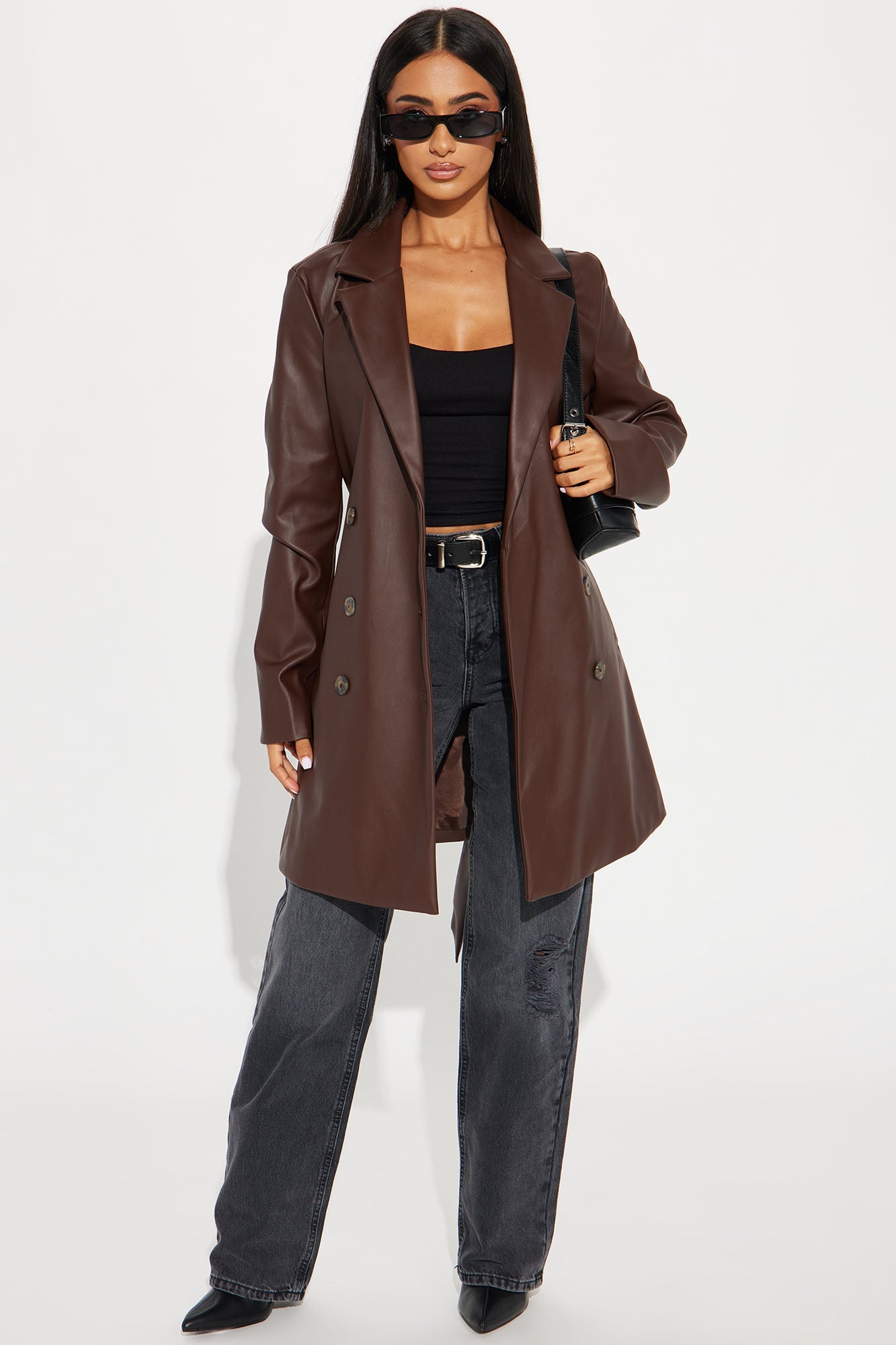 Cameron Faux Leather Coat - Camel