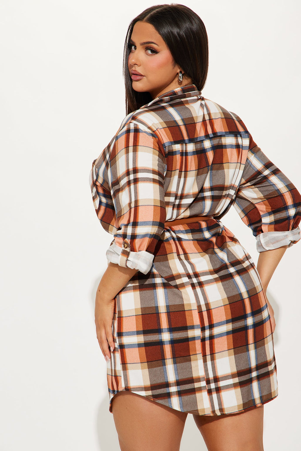 Sweet As Honey Mini Shirt Dress - Orange/combo