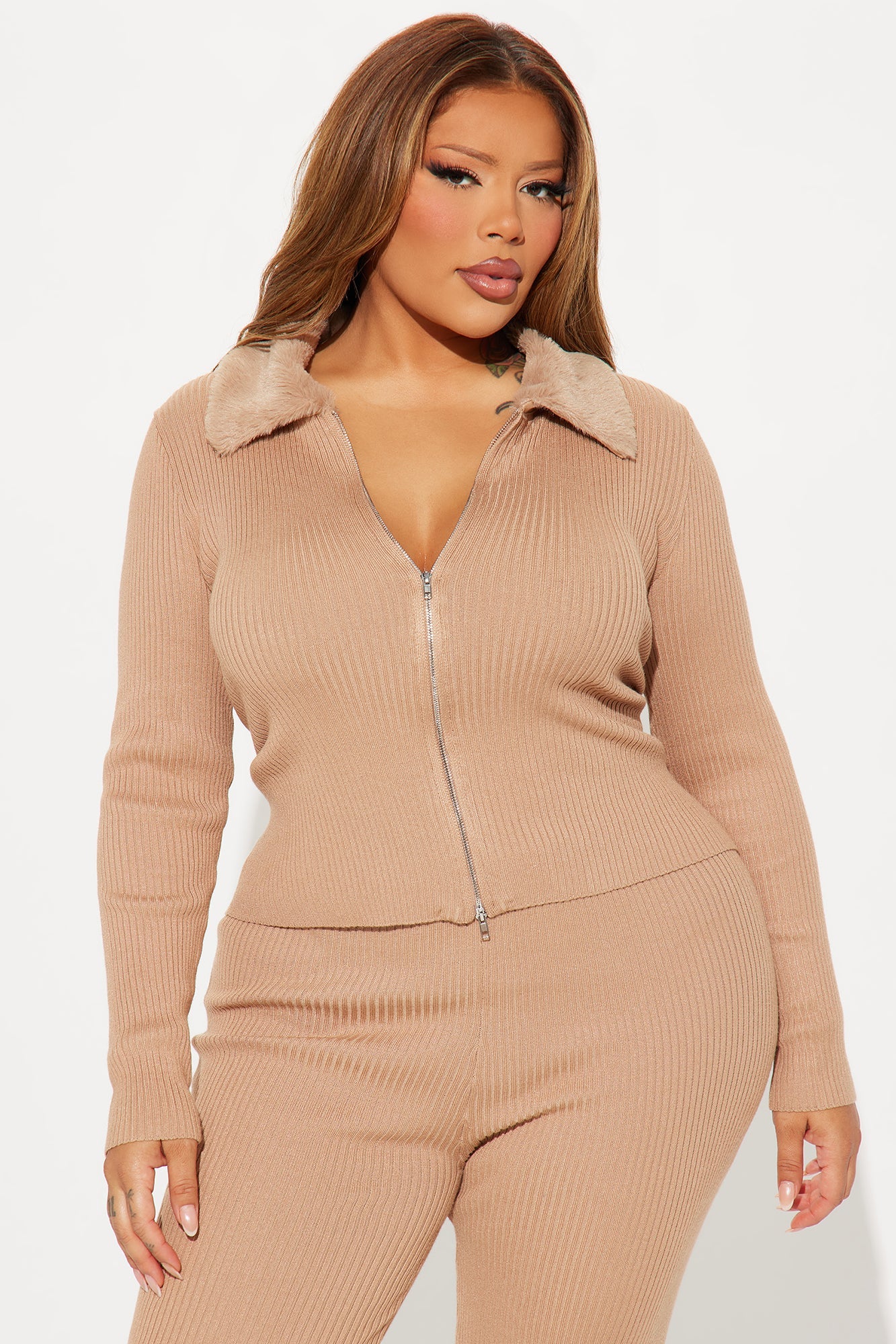 Cozy Up Ribbed Sweater Pant Set - Mocha