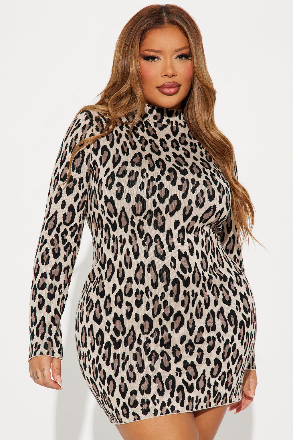 Safari Sweater Mini Dress - Brown/combo