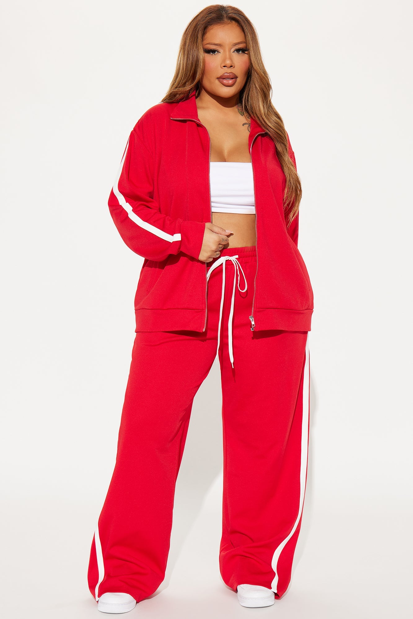Lucca Oversized Track Pant Set - Red