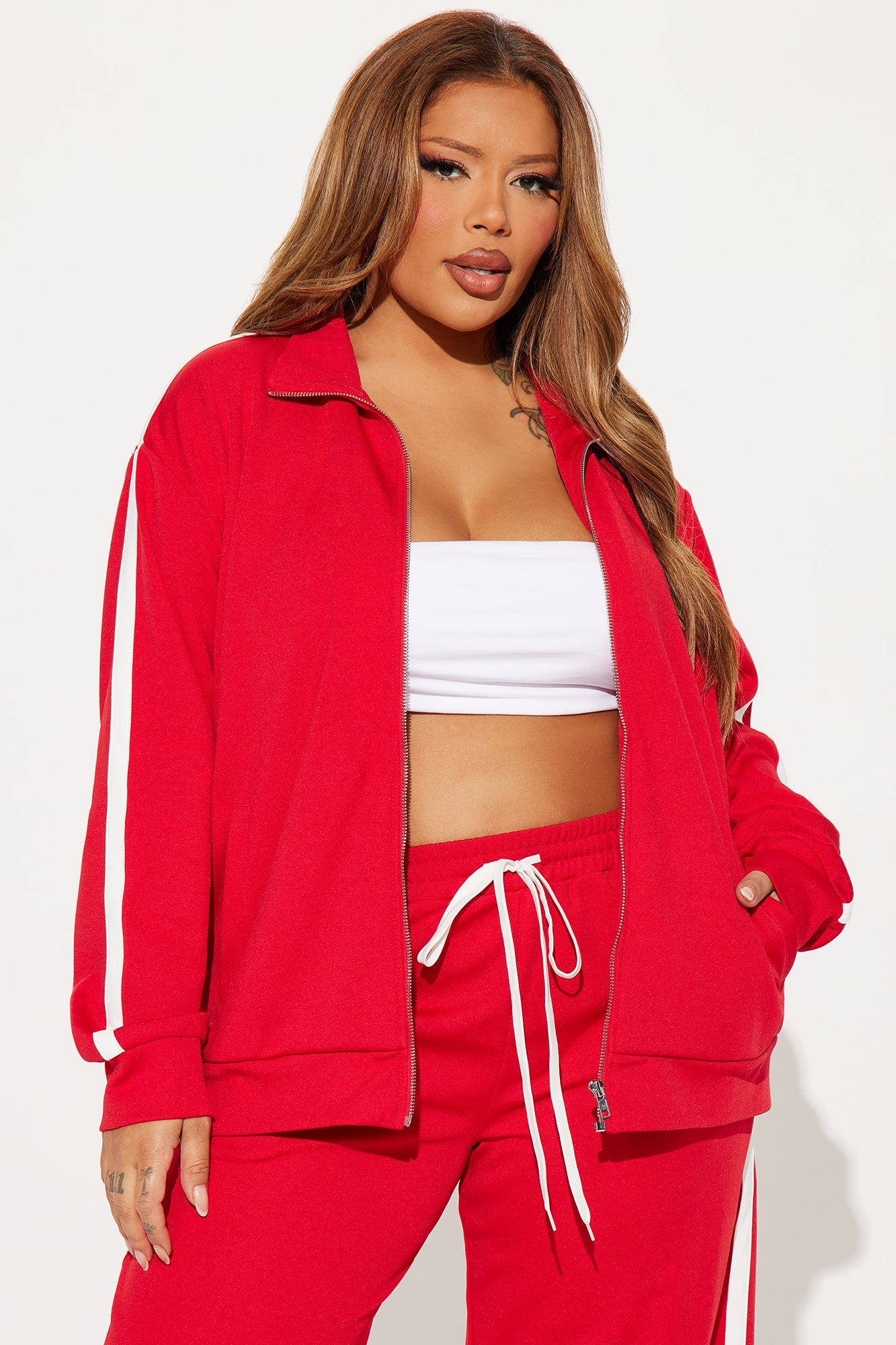 Lucca Oversized Track Pant Set - Red
