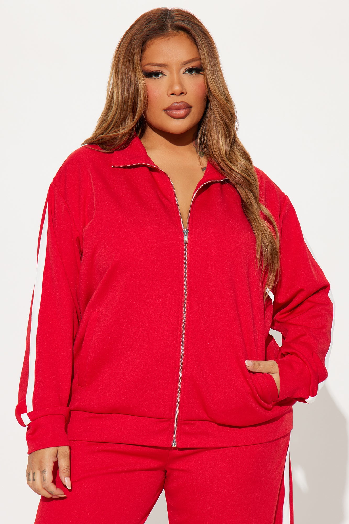 Lucca Oversized Track Pant Set - Red