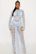 Antonelle Lace Flare Pant Set - Light Blue