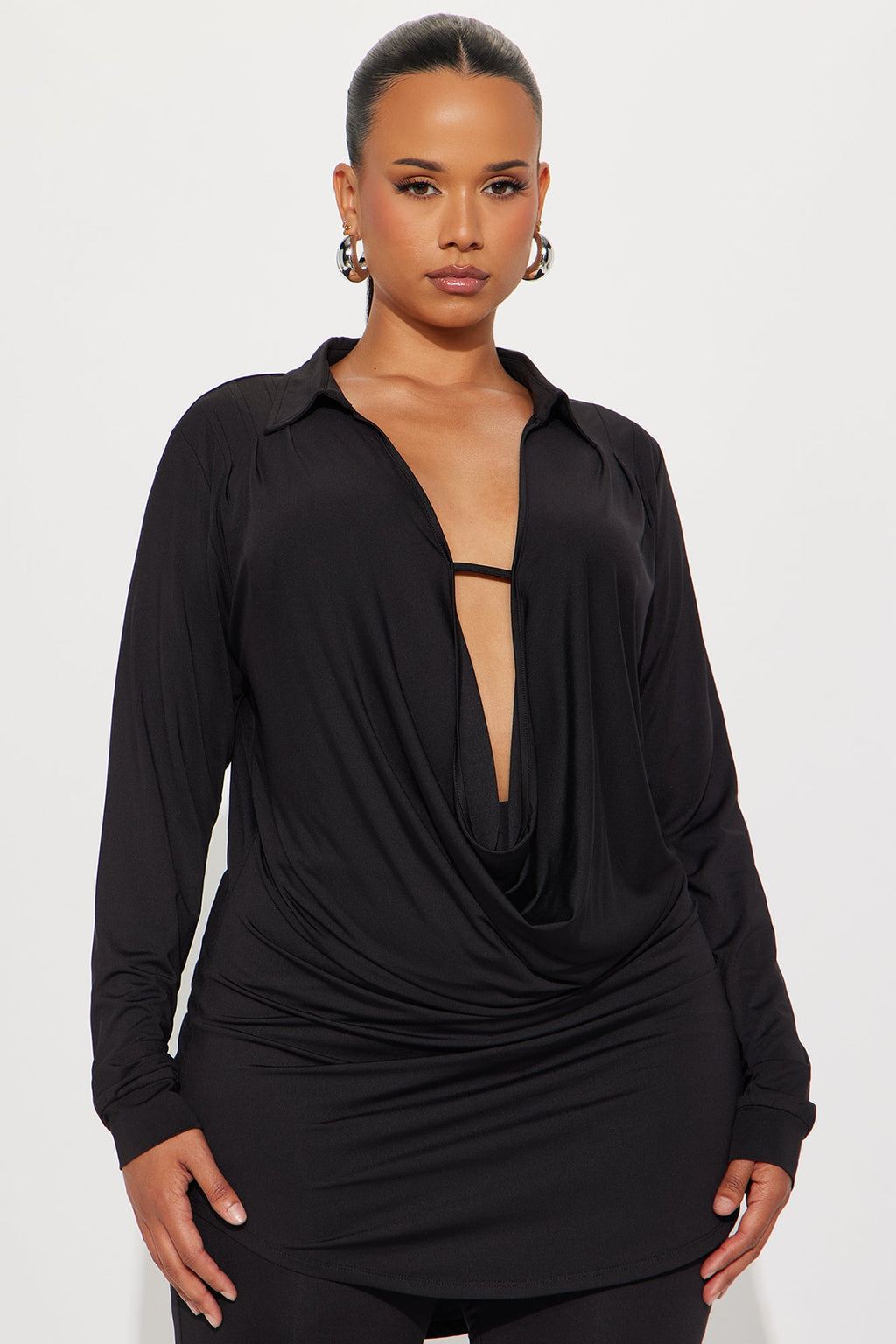 Monique Cowl Neck Legging Set - Black