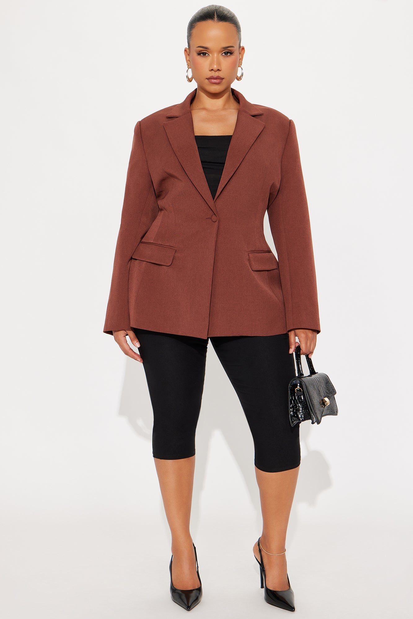 Hailey Hourglass Fitted Blazer - Mocha