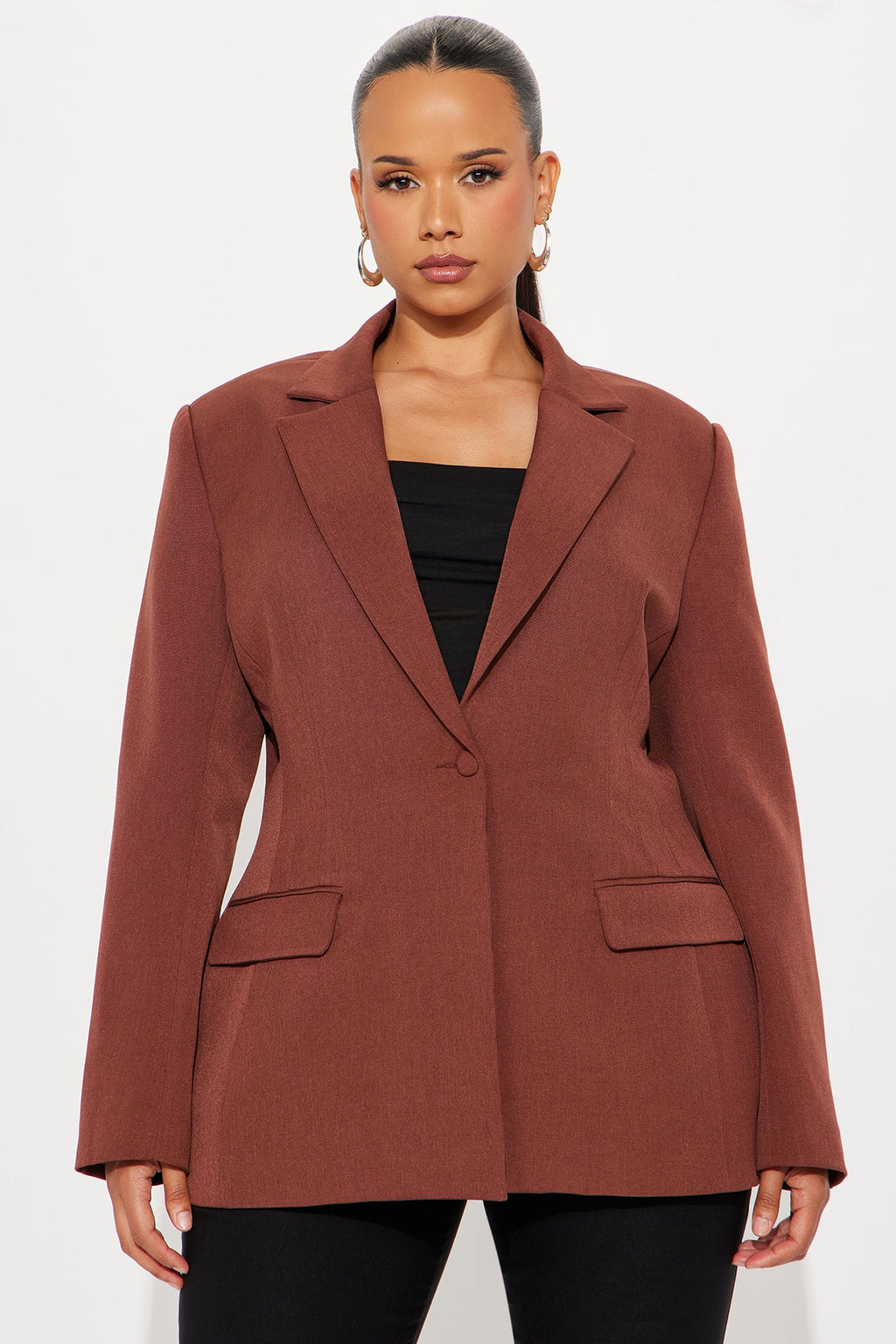 Hailey Hourglass Fitted Blazer - Mocha