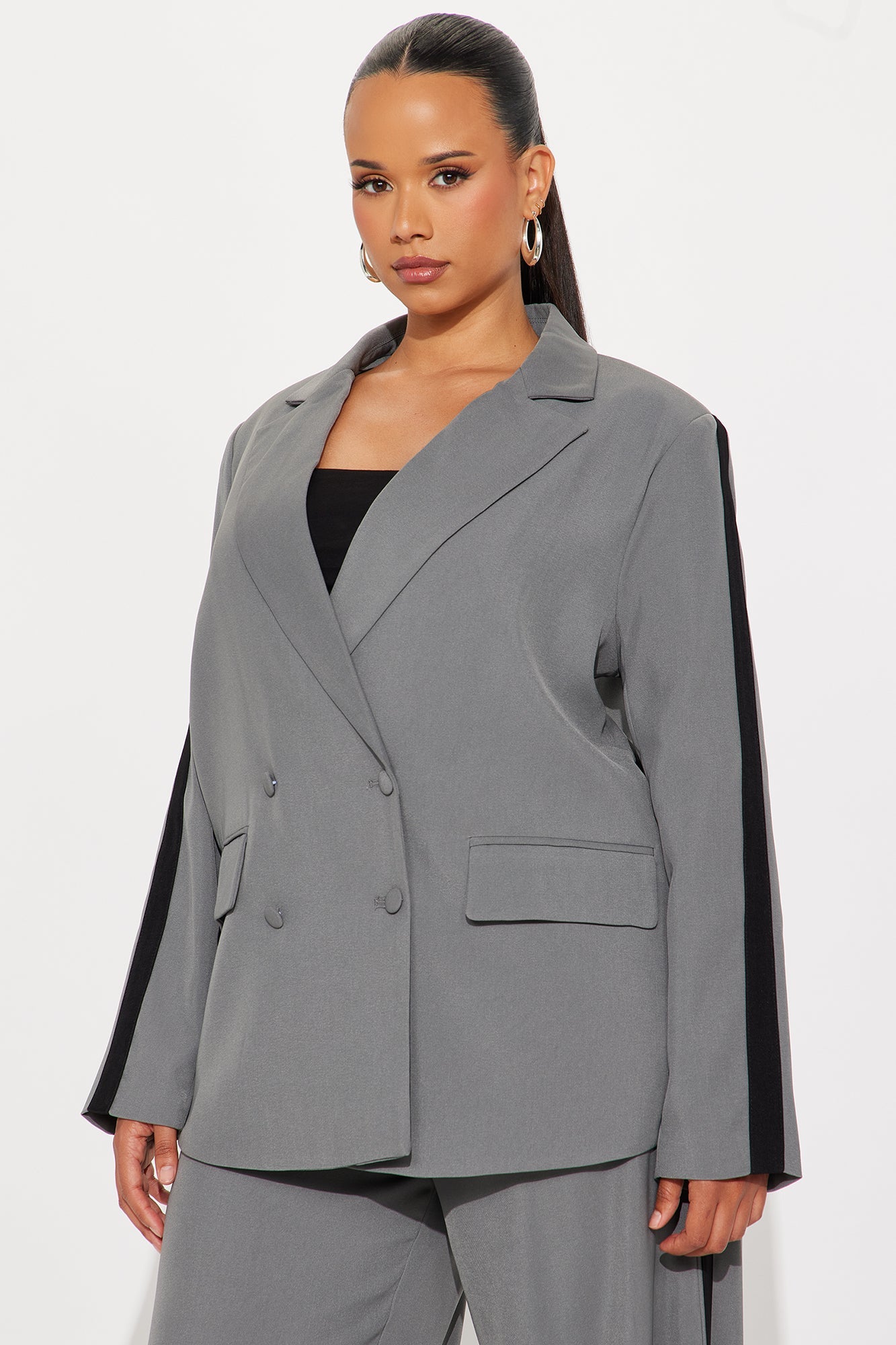 Power Ceo Blazer Pant Set - Grey/Black