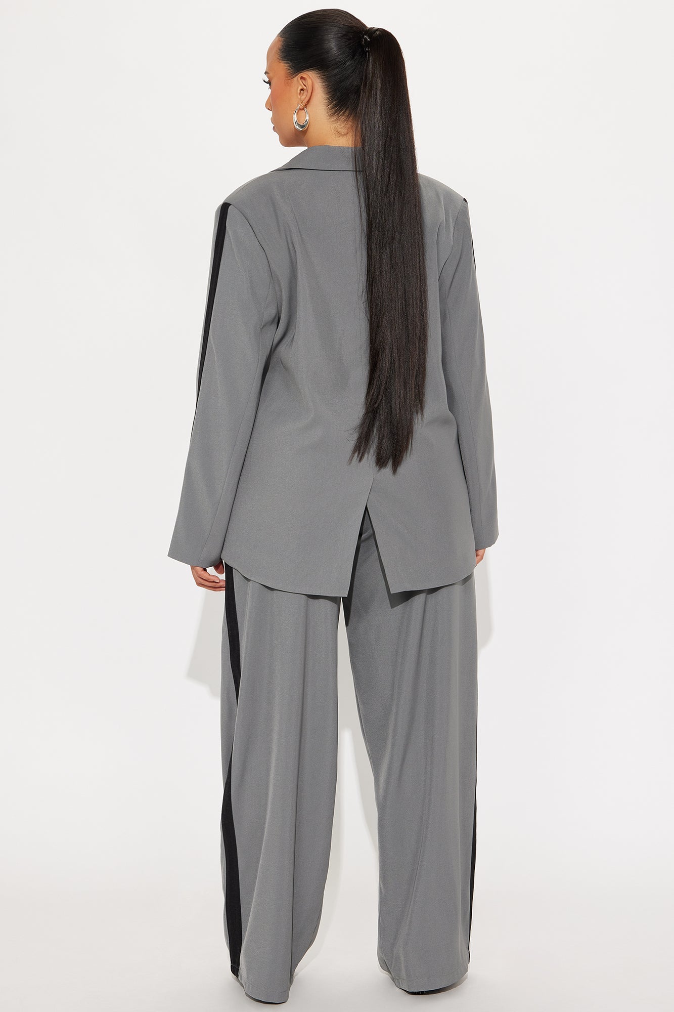 Power Ceo Blazer Pant Set - Grey/Black