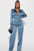 Makenzie Satin Pant Set - Blue