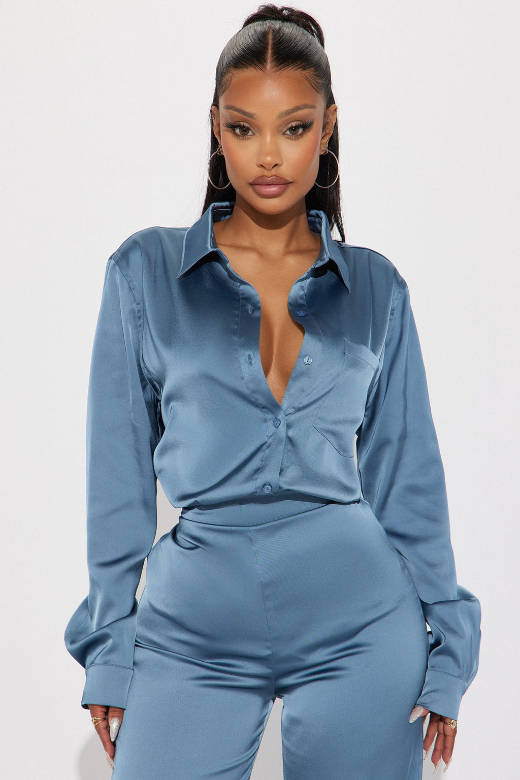 Makenzie Satin Pant Set - Blue