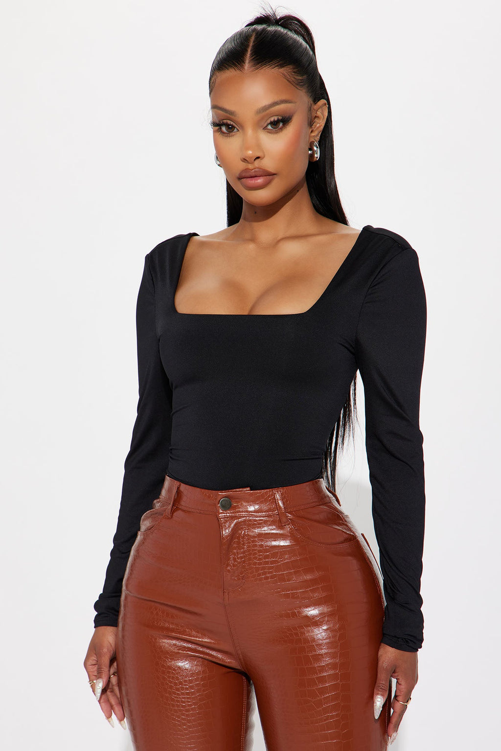 Tina Double Lined Bodysuit - Black