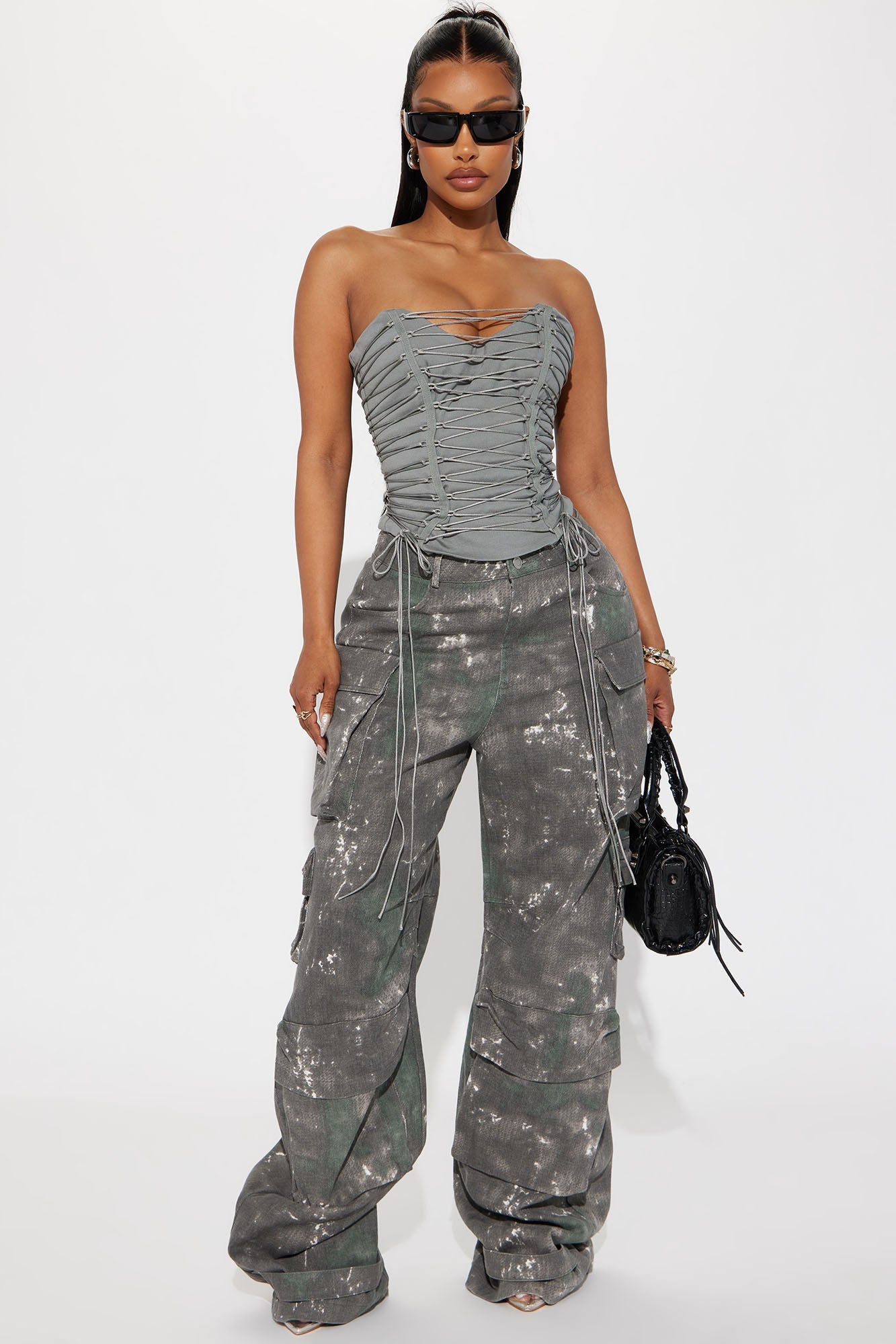 Hot List Strappy Corset top - Grey