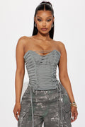 Hot List Strappy Corset top - Grey