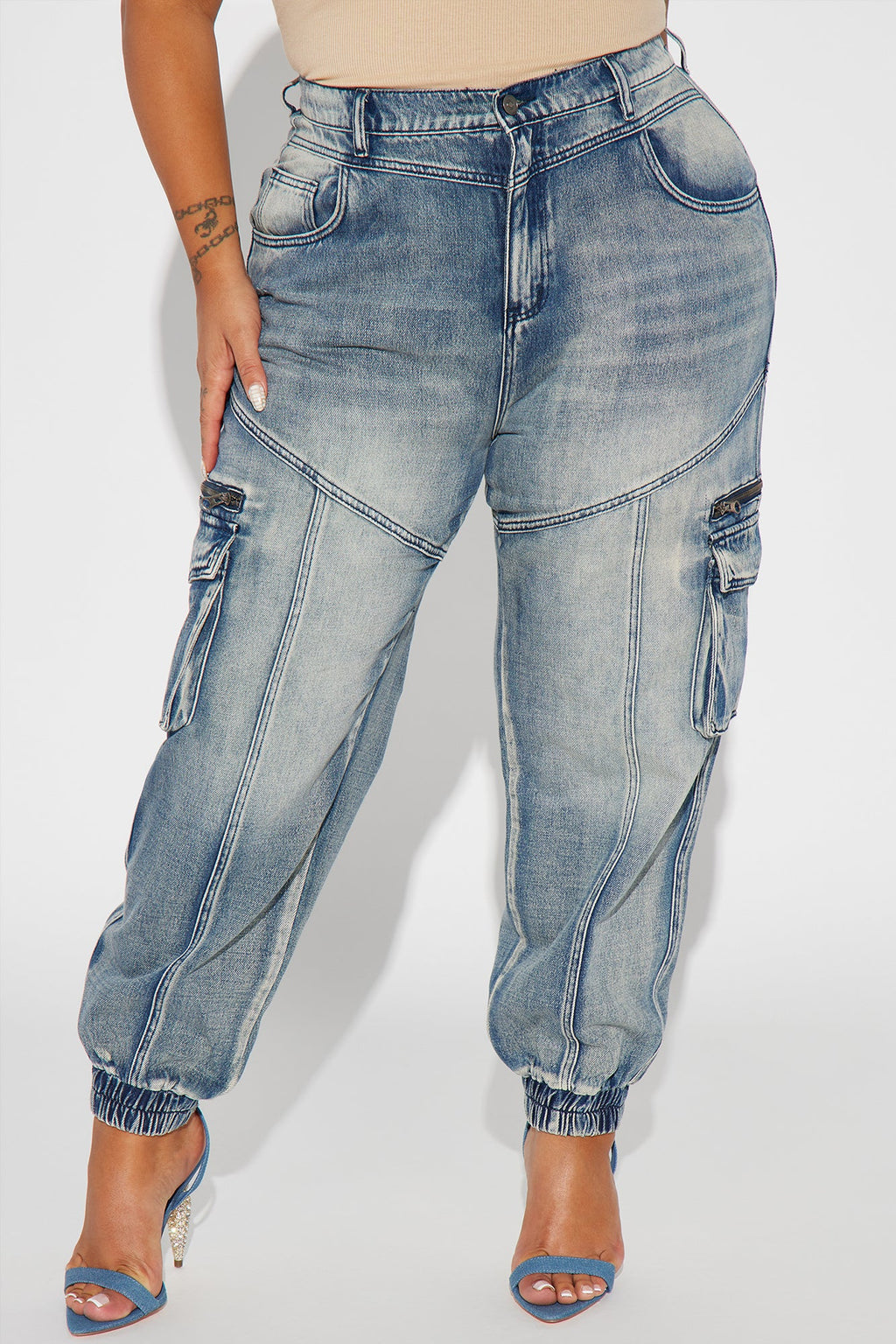 Superstitions Tinted Denim Joggers - Medium Wash