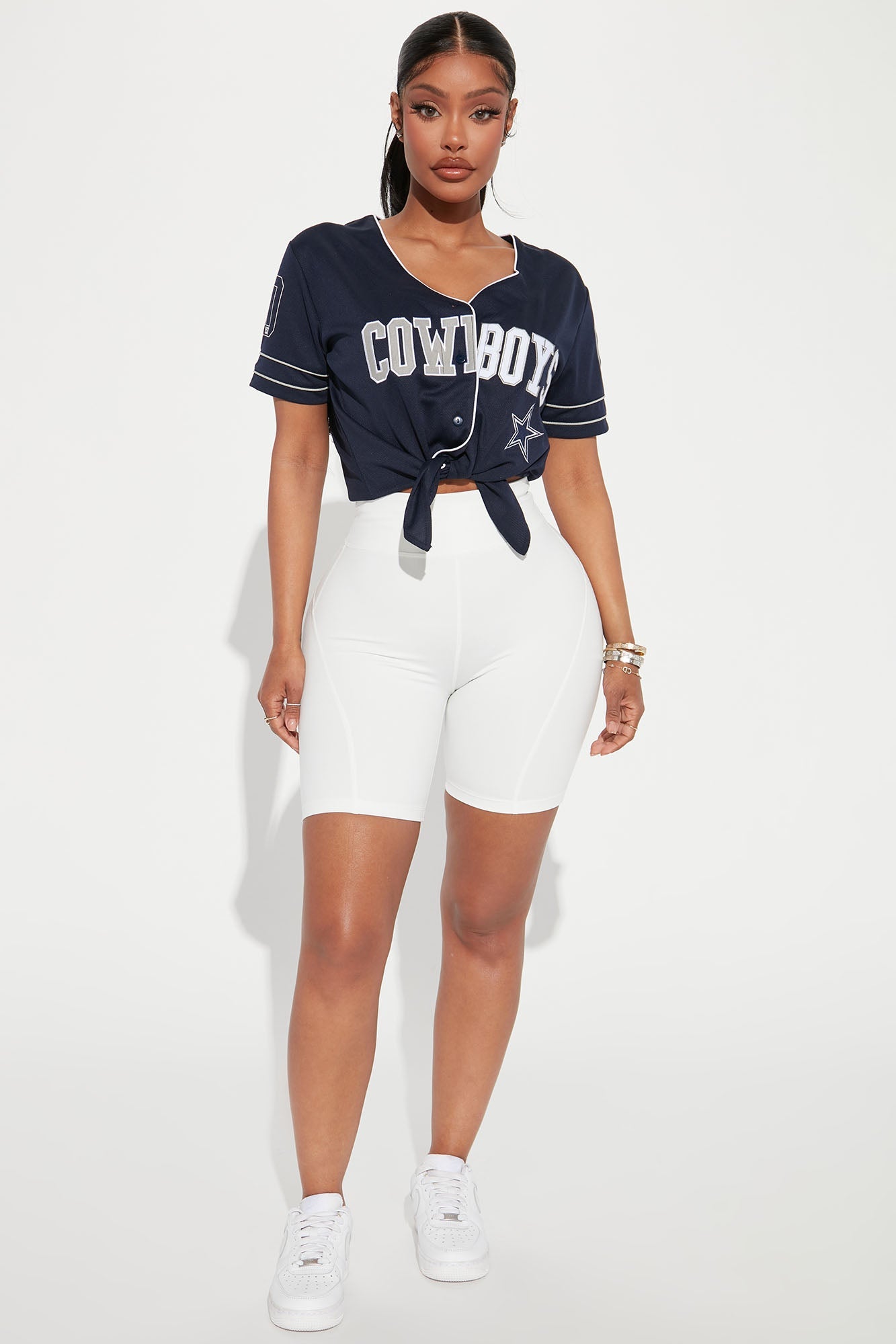 Dallas Cowboys Tie Front Top - Navy