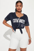 Dallas Cowboys Tie Front Top - Navy