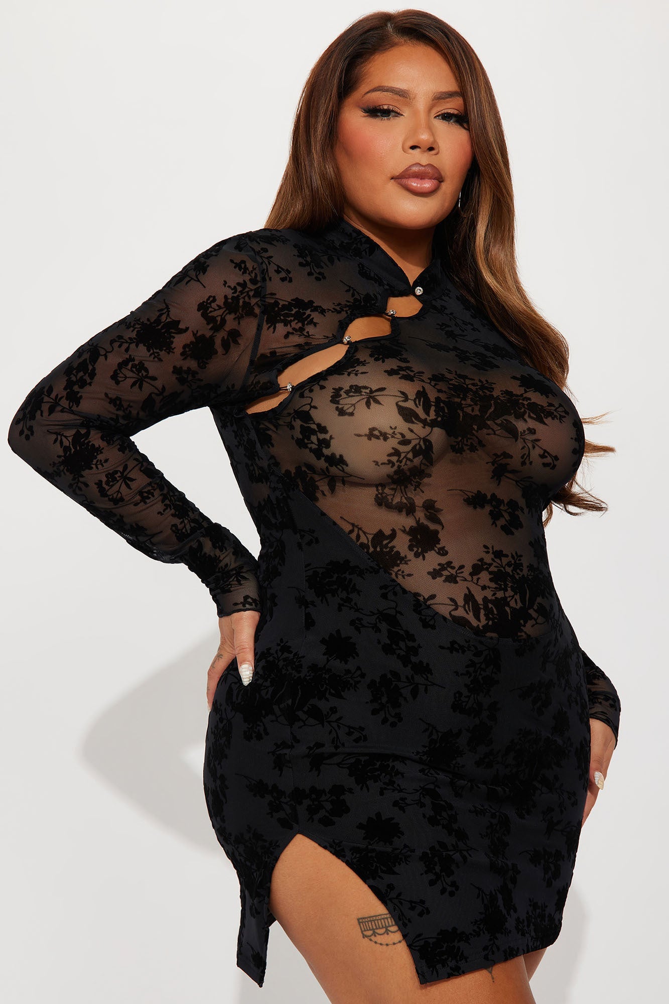 Raelynn Mesh Mini Dress - Black