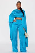 Drama Queen Satin Pant Set - Teal