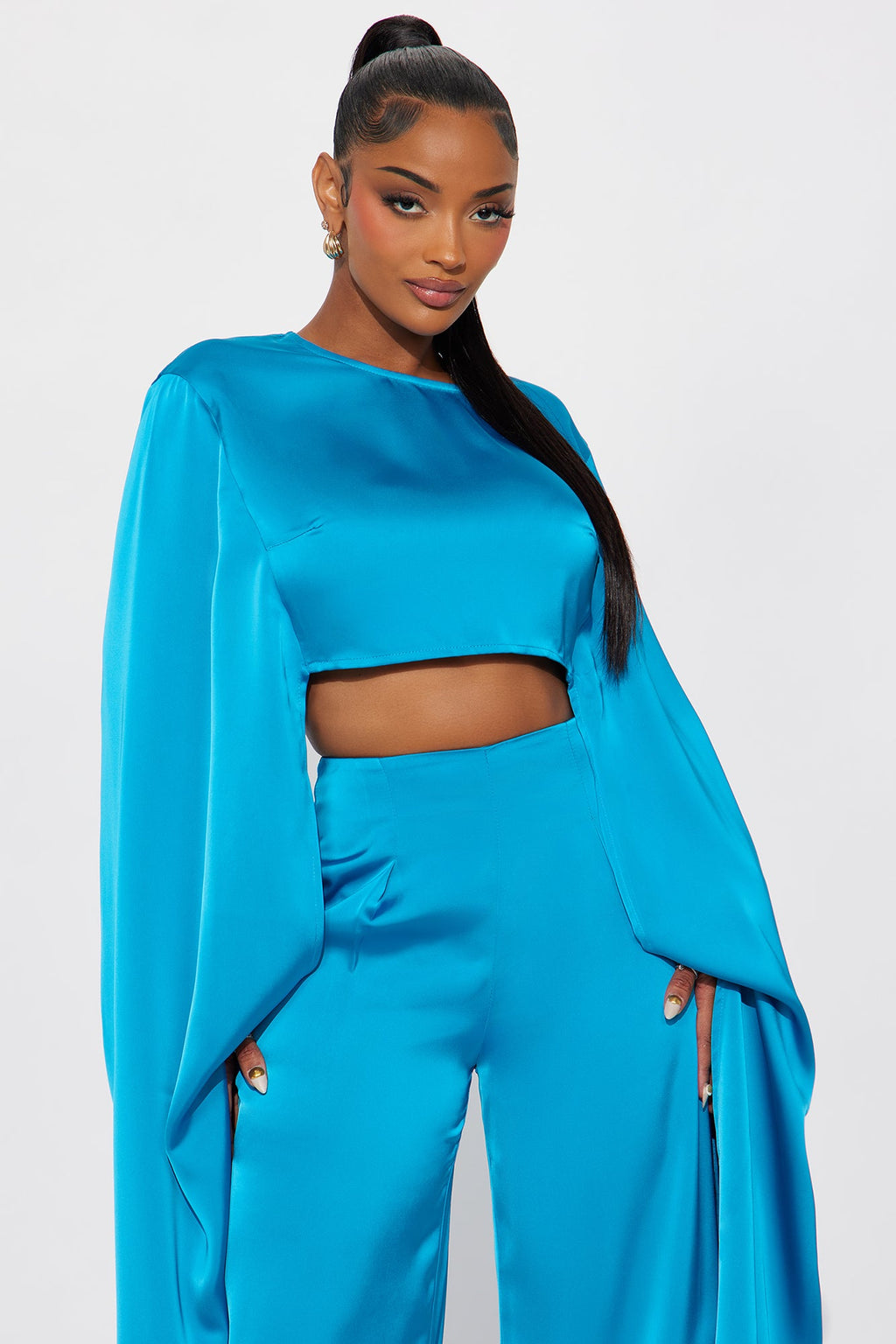 Drama Queen Satin Pant Set - Teal