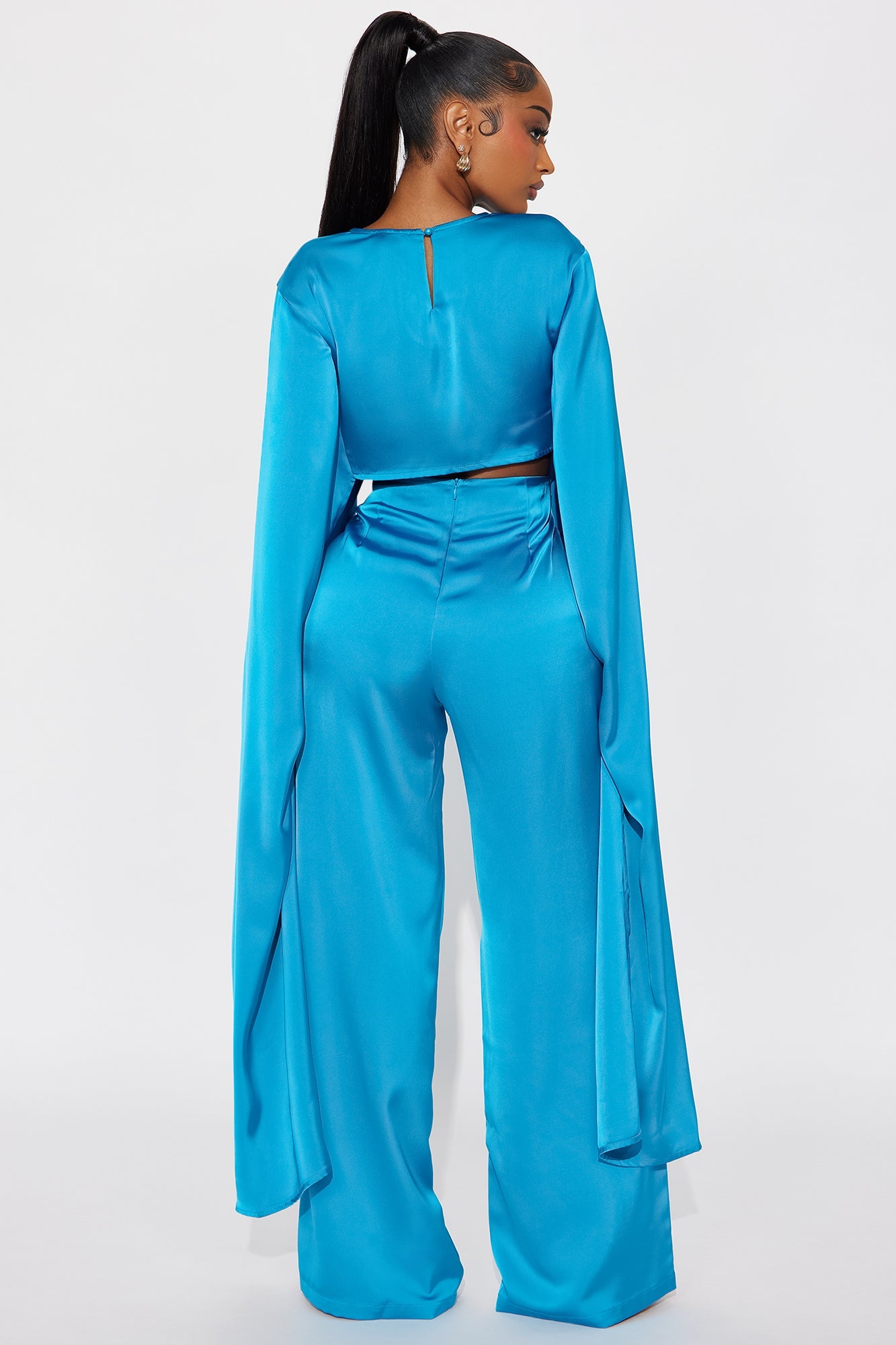 Drama Queen Satin Pant Set - Teal