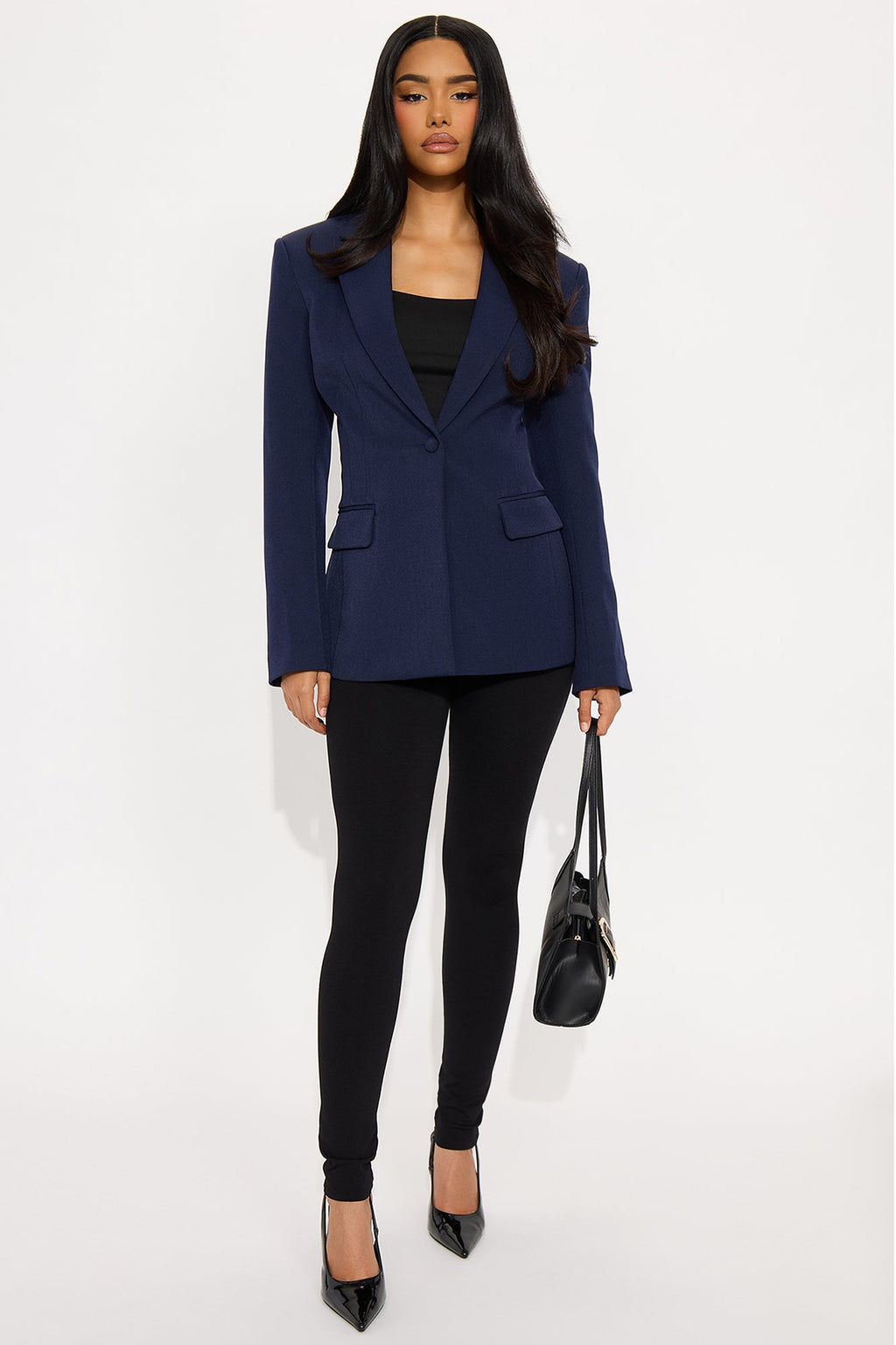 Hailey Hourglass Fitted Blazer - Navy