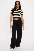 Brielle Striped Sweater Pant Set - Black/combo