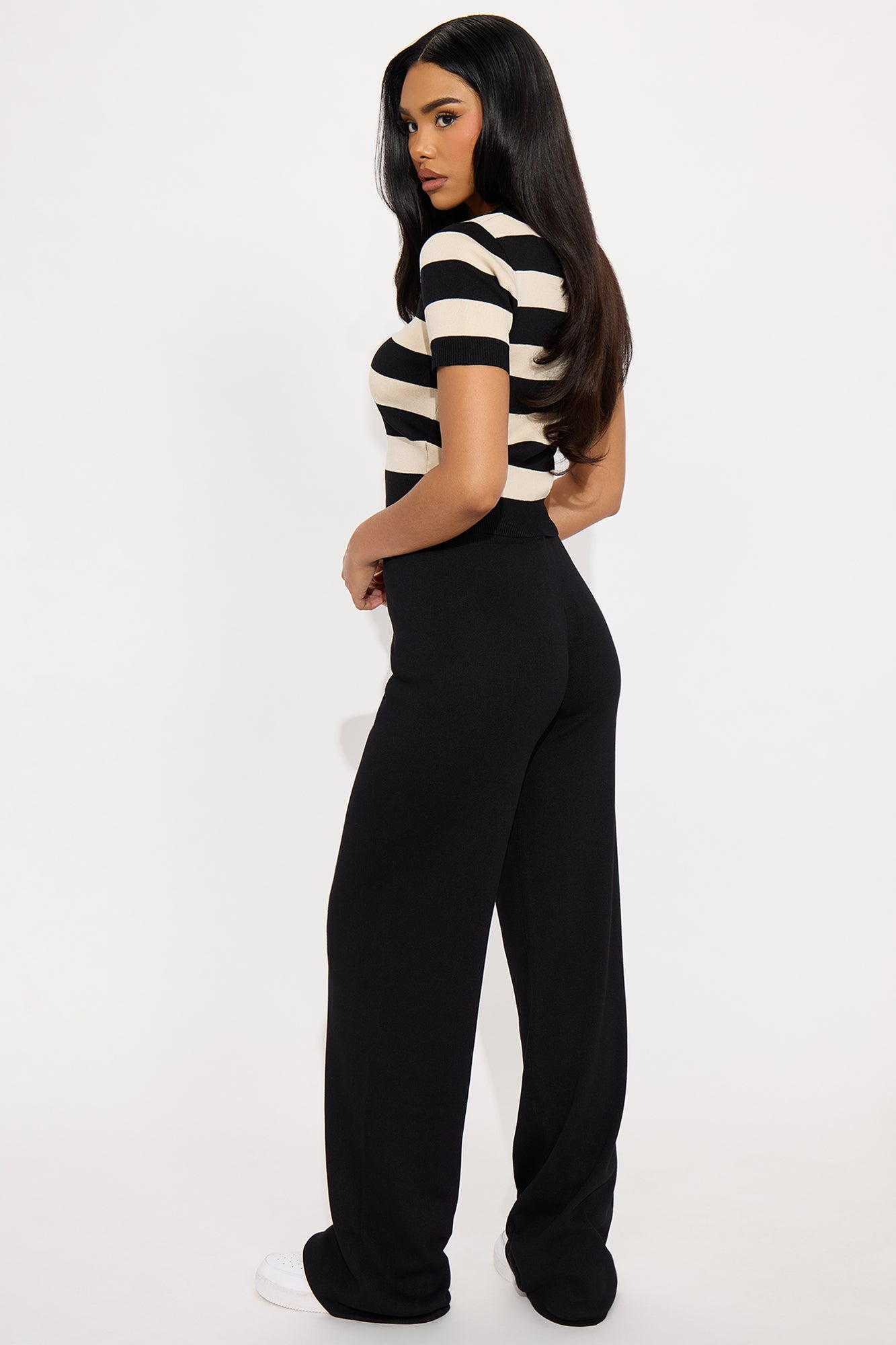 Brielle Striped Sweater Pant Set - Black/combo