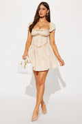 Leta Off Shoulder Corset Mini Dress - Taupe