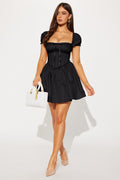 Leta Off Shoulder Corset Mini Dress - Black
