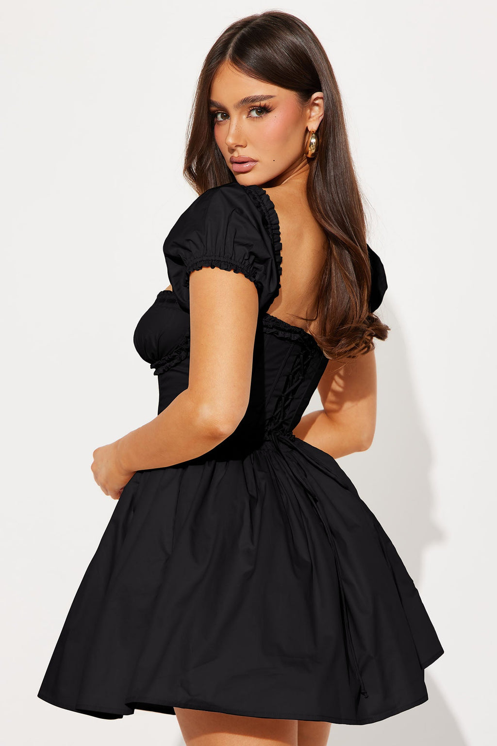 Leta Off Shoulder Corset Mini Dress - Black