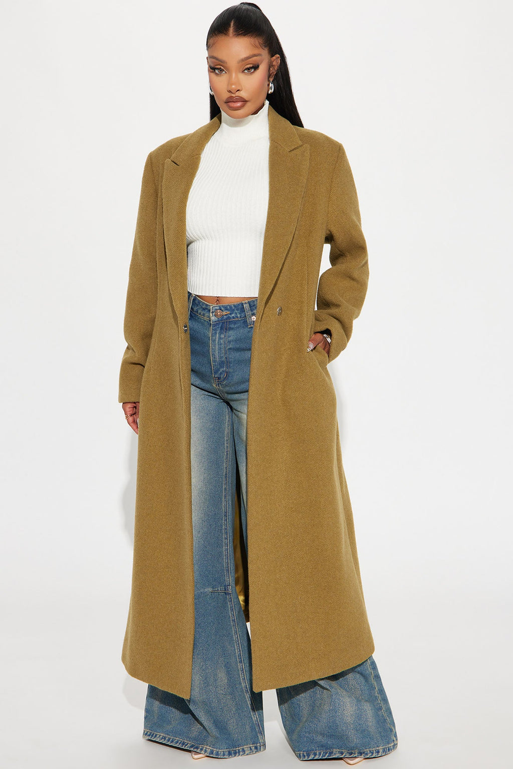 Natalie Wool Trench Coat - Olive