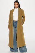 Natalie Wool Trench Coat - Olive
