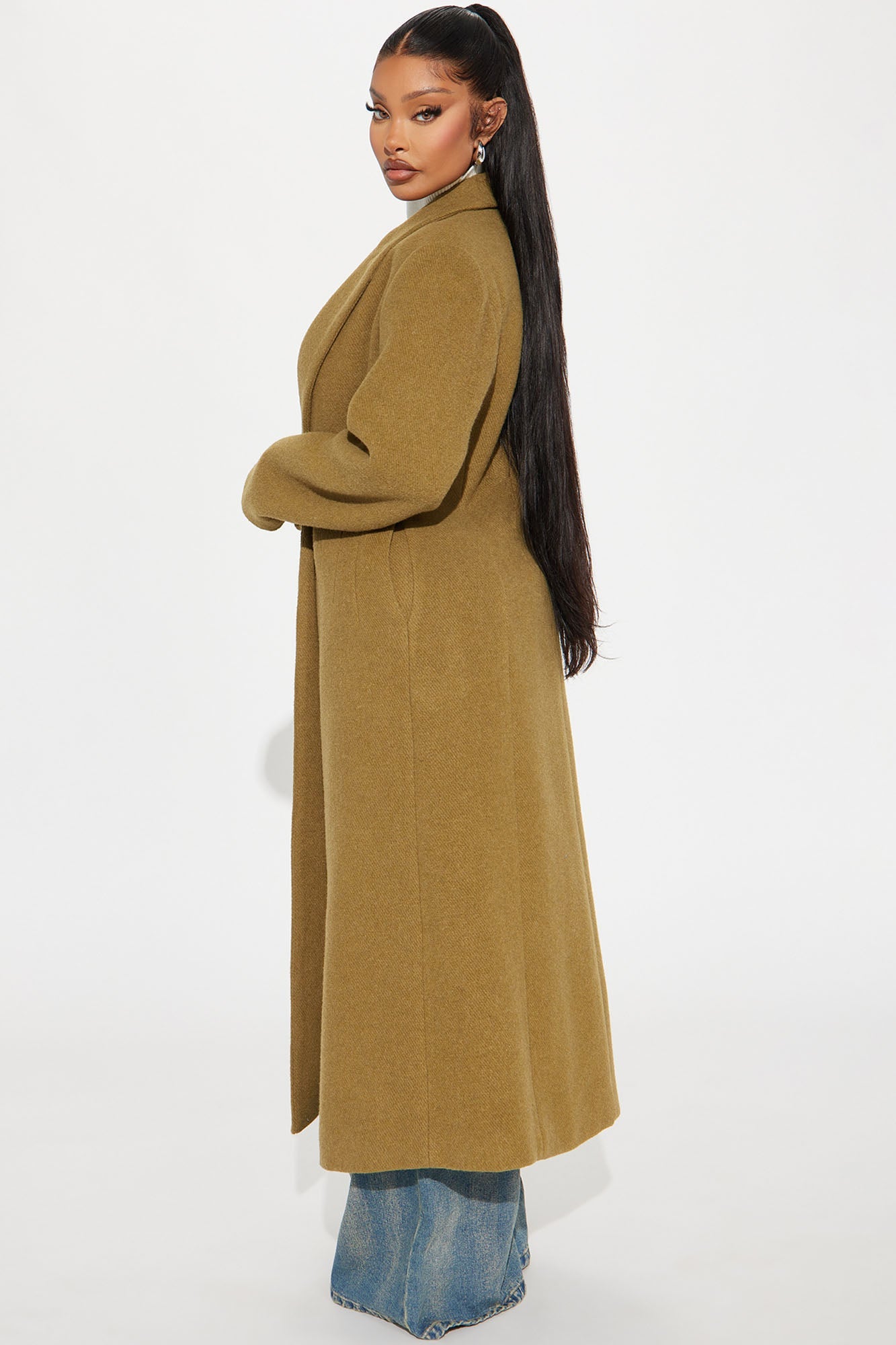 Natalie Wool Trench Coat - Olive