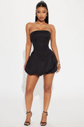 Pretty Tempting Poplin Bubble Mini Dress - Black