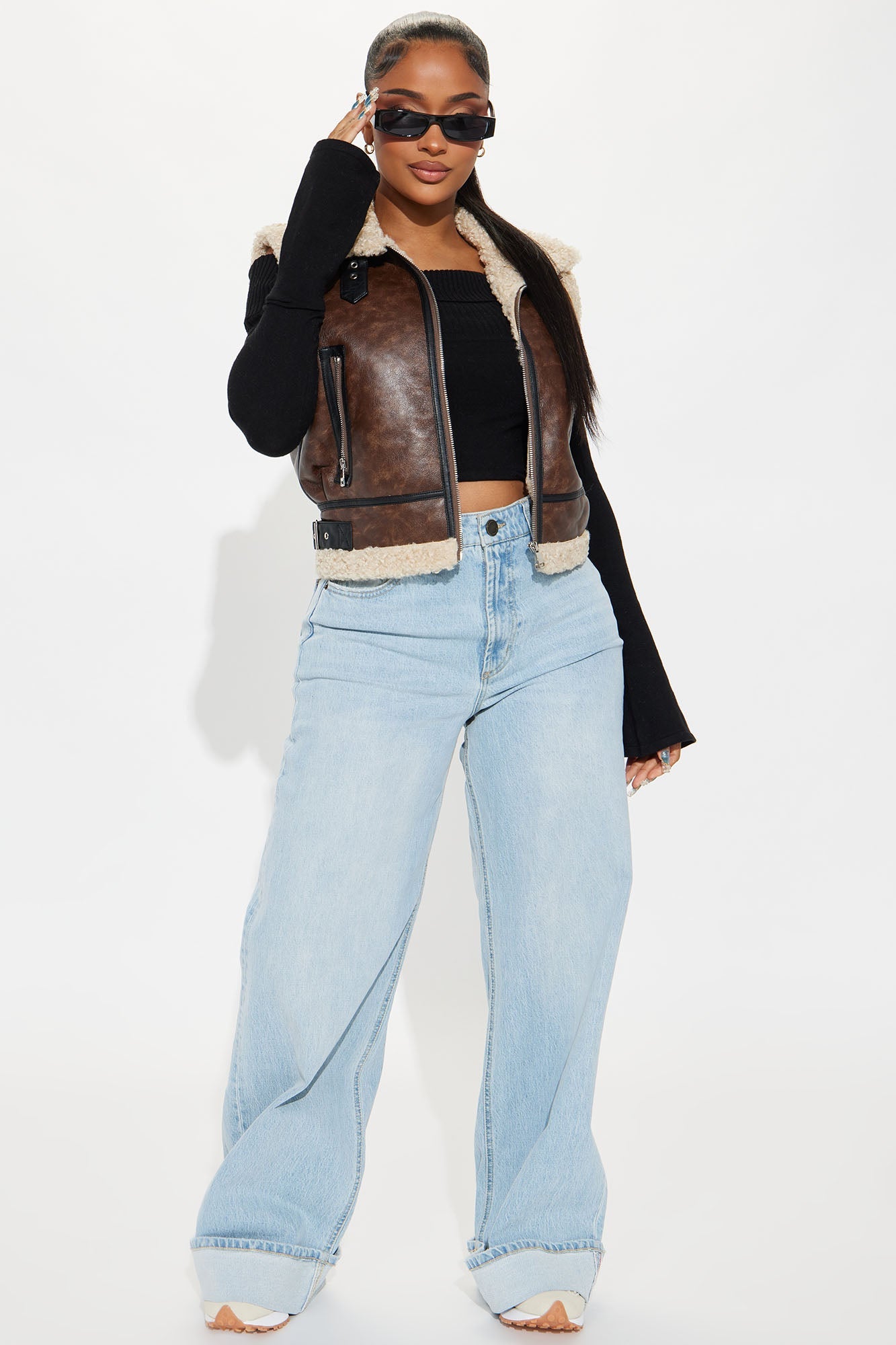 Took A Chance Faux Leather Vest - Brown