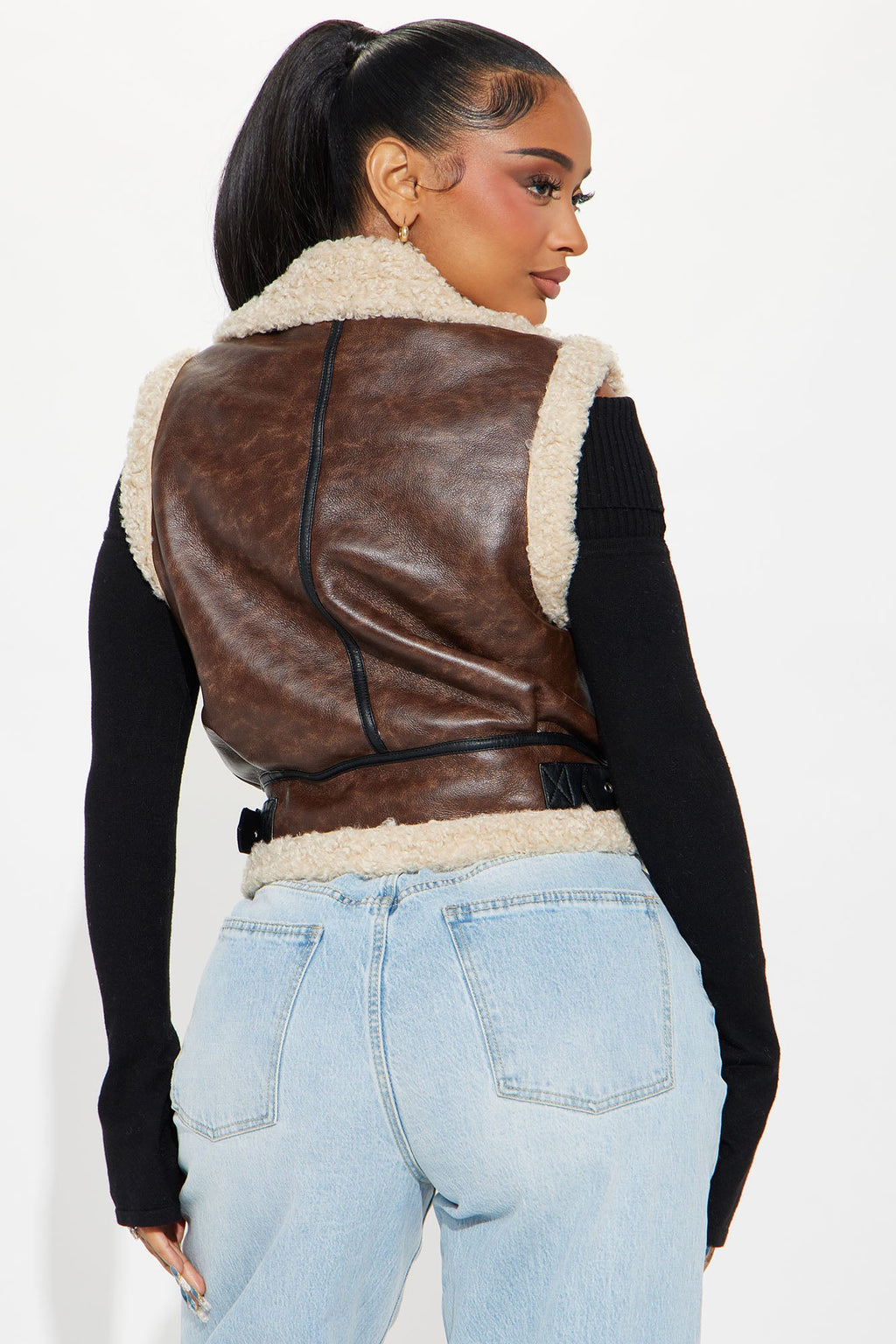 Took A Chance Faux Leather Vest - Brown