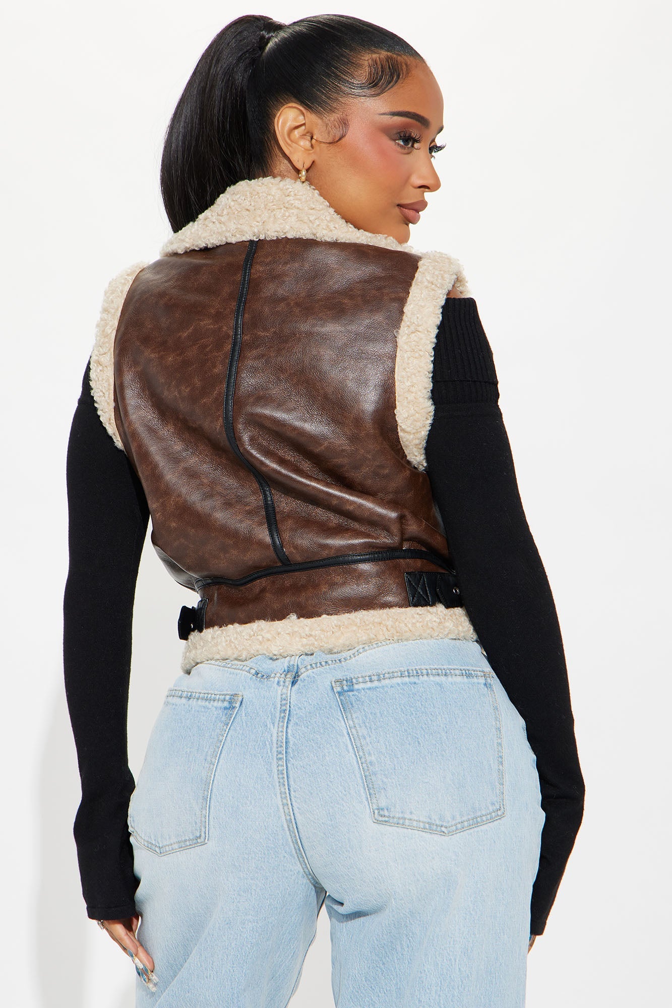 Took A Chance Faux Leather Vest - Brown