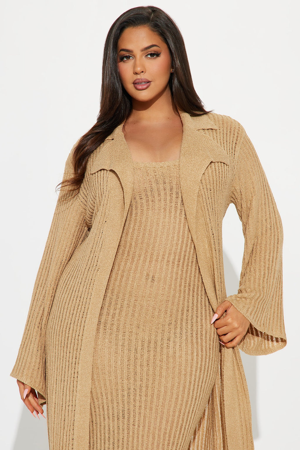 Mia 2 Piece Sweater Maxi Dress Set - Mocha
