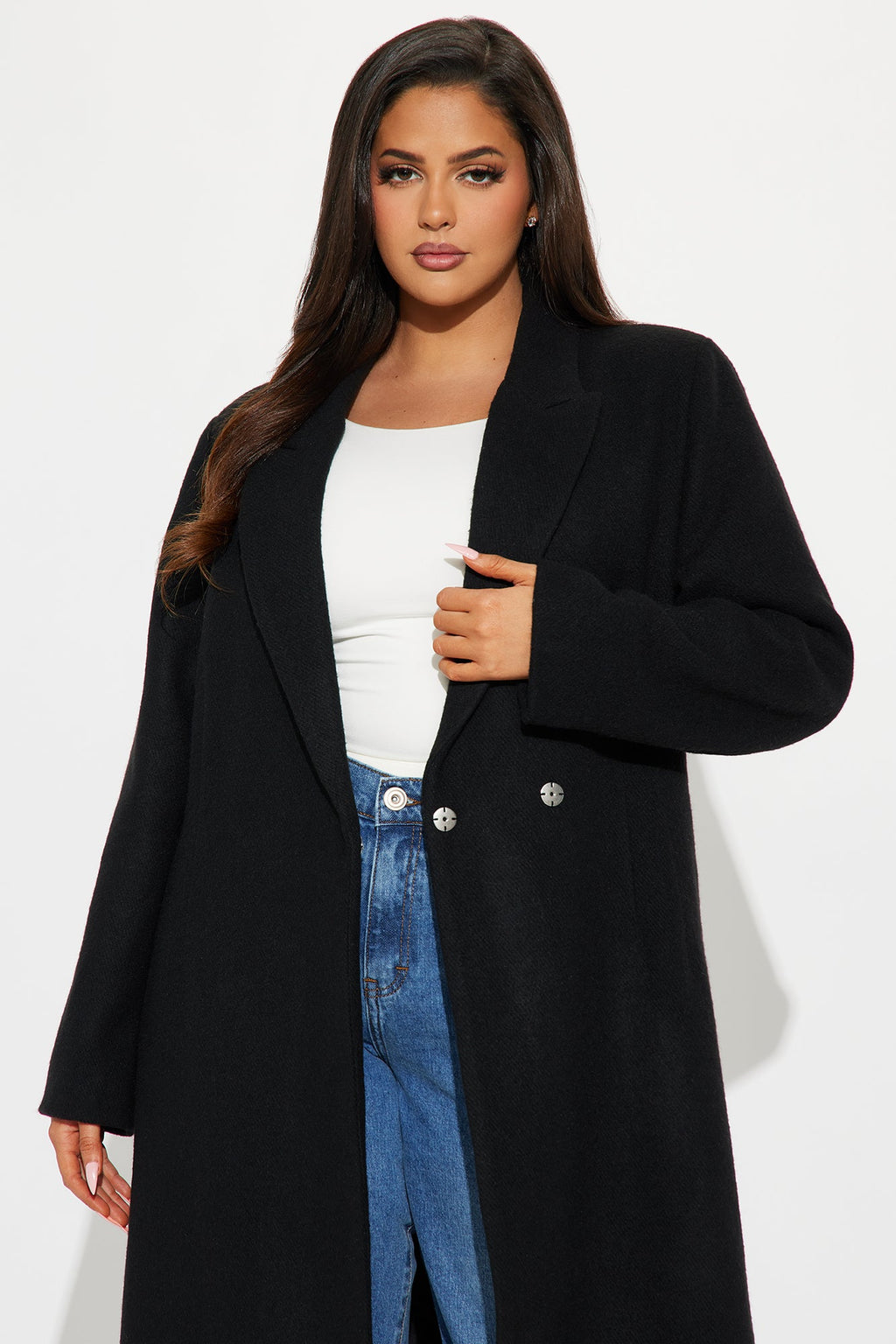 Natalie Wool Trench Coat - Black
