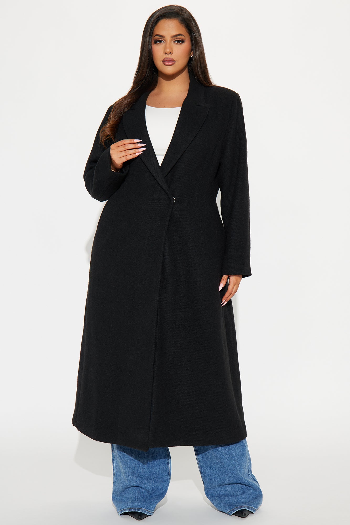 Natalie Wool Trench Coat - Black