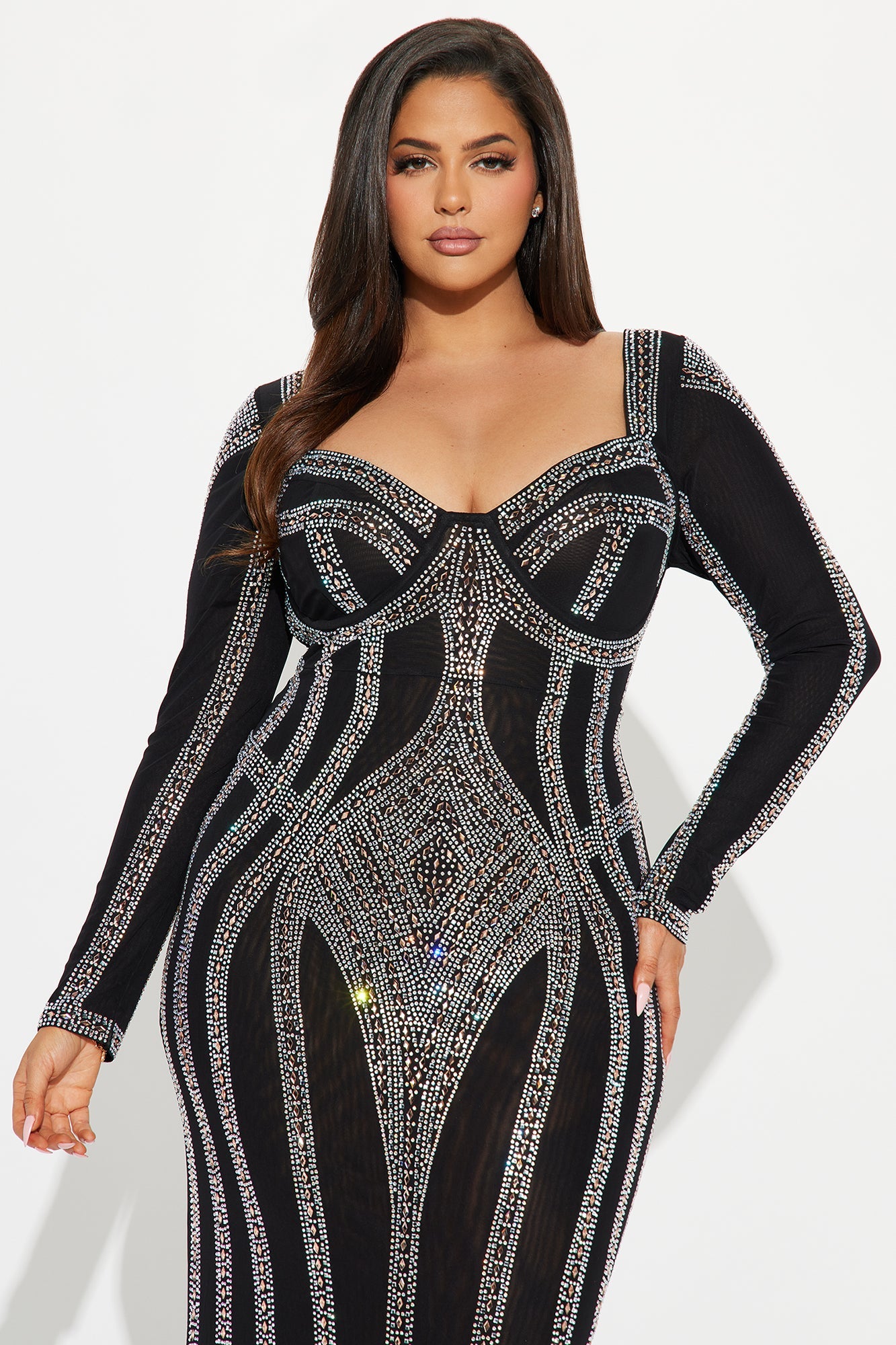 Alise Rhinestone Gown - Black